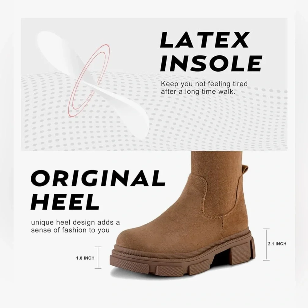 Shoe'N Tale Thigh High Round Toe Platform Heeled Stretch Knit Over the Knee Boot